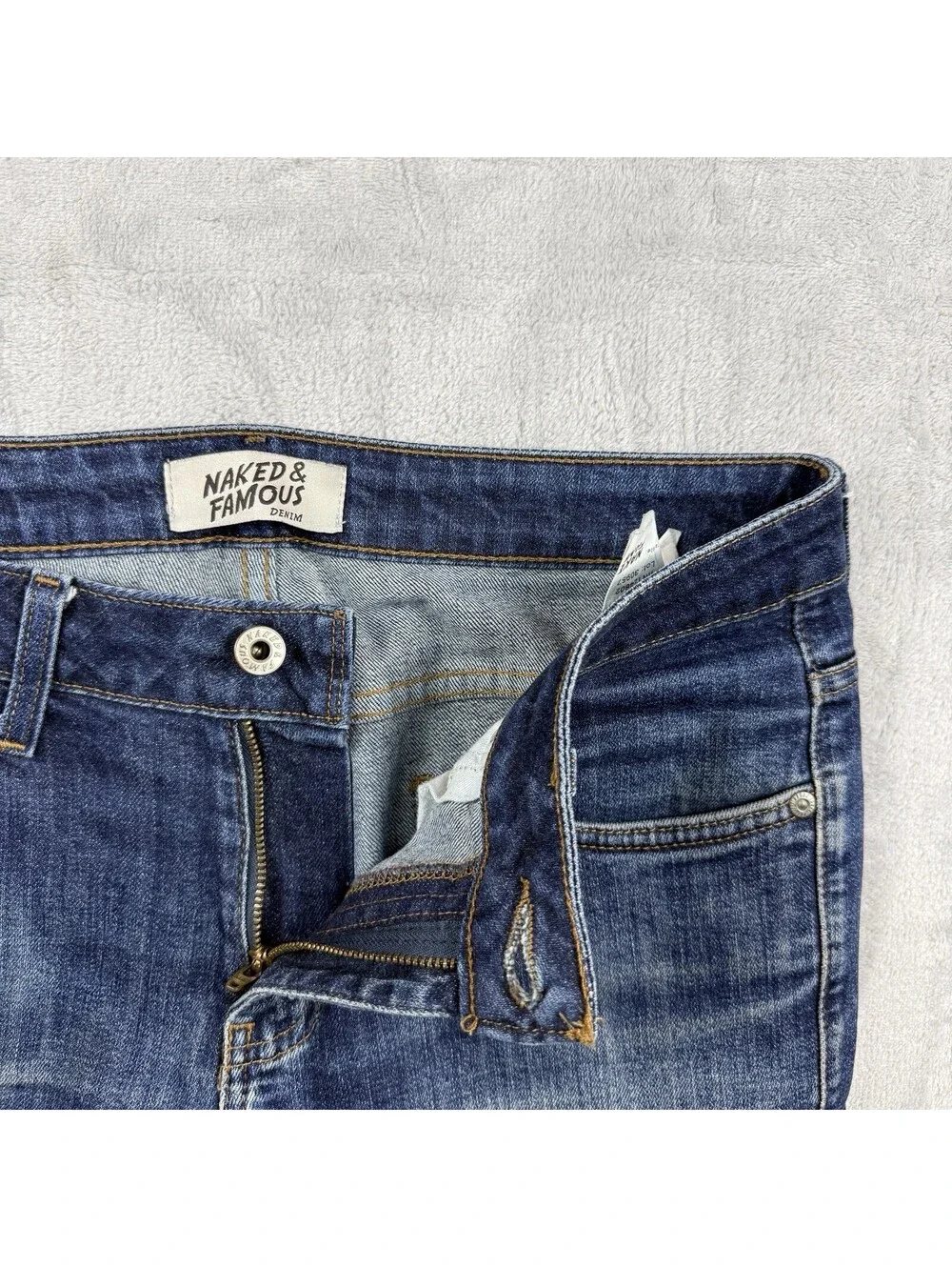 Naked & Famous Men Super Skinny Guy Silk Stretch Indigo Jeans W31 Grunge Preppy